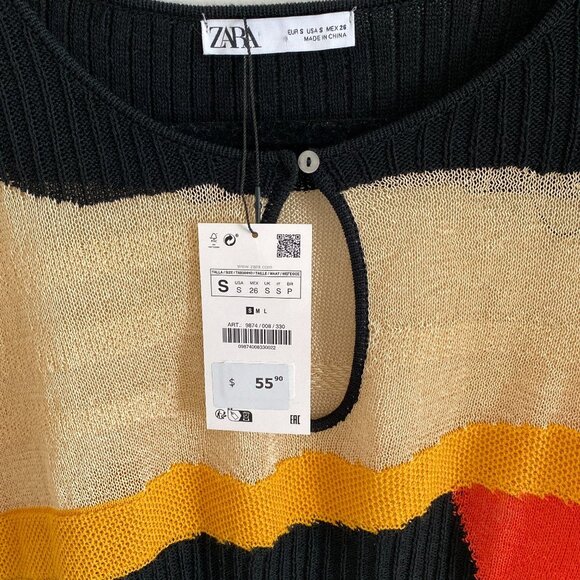 BNWT Zara WOMEN MULTICOLORED COLORBLOCK KNIT SWEATER SLEEVELESS OVERSIZED SIZE S - Picture 5 of 5